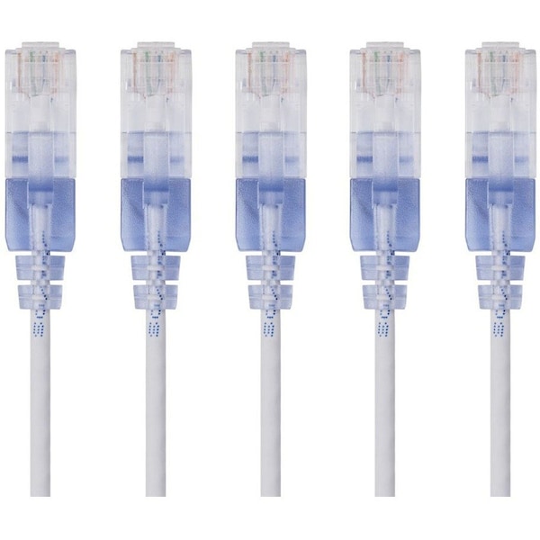 Monoprice Slim Cat6A Cable, 5 Pack, 3 ft.White 15132 - main