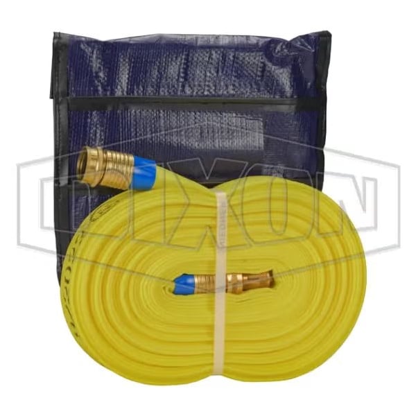 Dixon Ferrule Forestry Single Jacket Mop Up Hose Kit, 3/4 in, GHT, 50 ft L, 135 psi Working, Brass NF307Y50GHT-KIT - main