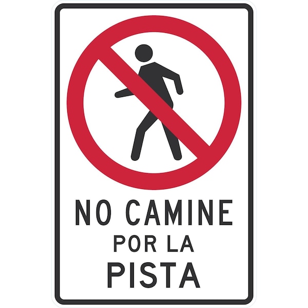 Lyle No Camine Por La Pista (No Pedestrian)(with Graphic), 24x36, High Intensity Prismatic, White G-14331-HI_24x36 - main