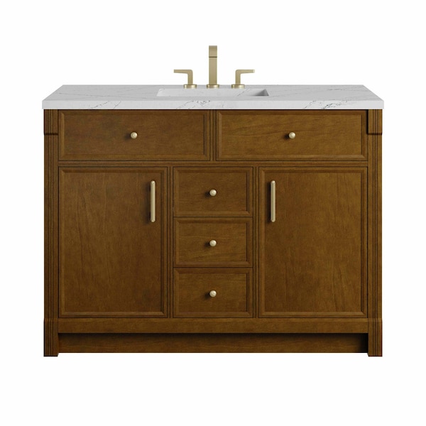 James Martin Vanities Bellshire 48" Single Vanity, Honey Oak w/ 3 CM Ethereal Noctis Silestone Top 660-V48-HNO-3ENC - main
