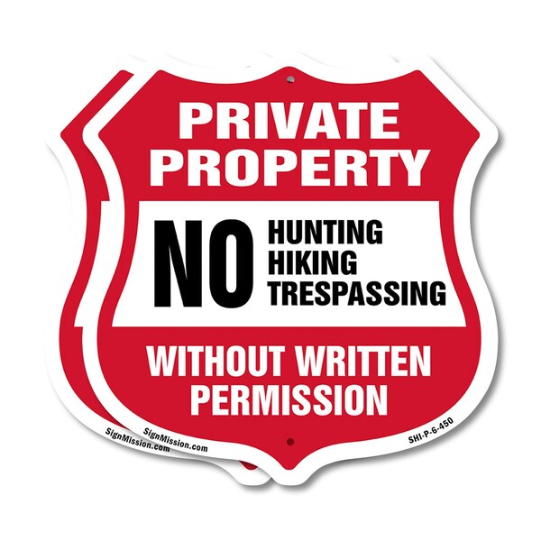 Signmission Private Property Shield Sign No Hunting, 6 inch X 6 inch, Plastic Sign, 2PK SHI-P-2PACK-6-450 - main