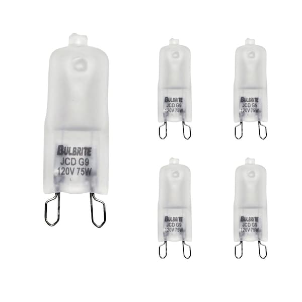 Bulbrite Halogen T4 Bi-Pin Base G9 Light Bulb, 75W, Frost, 5PK 860832 - main
