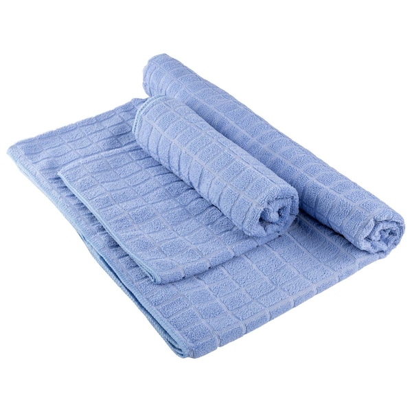Wakeman 2-Piece Yoga Mat Towel and Gym Towel Set Sweat Absorbent & Quick Drying with Corner Pockets HT-YOGA-BLU - main