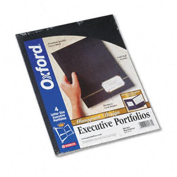Oxford Monogram Series Business Portfolio Premium Cover Stock Black/Gold, 4PK 4161 - main