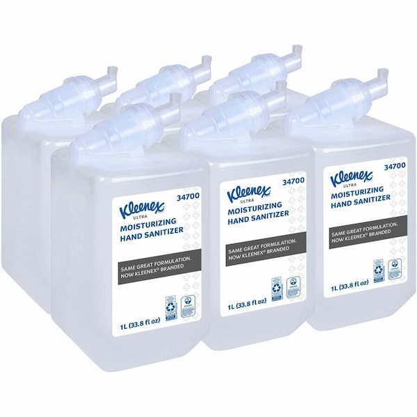Kleenex Ultra Moisturizing Foam Hand Sanitizer, 1.0 L Refills for Scott Essential Manual Dispensers (6), PK6 34700 - main