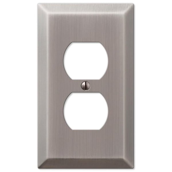 Amerelle Century Outlet Wallplate, 4-15/16 in L, 2-7/8 in W, 1 -Gang, Steel, Antique Nickel, Screw Mounting 163DAN - main