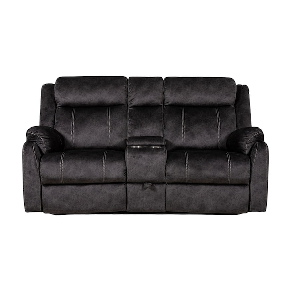 Homeroots 70" Dark Gray Microfiber Manual Reclining Loveseat With Storage 561565 - main
