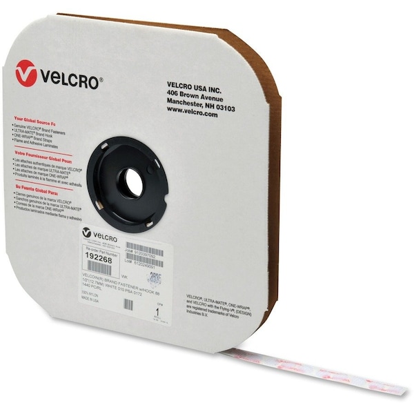 Velcro Brand Sticky-Back Fasteners, Hook Side, 0.5in Dia, White, 440PK 192268 - main