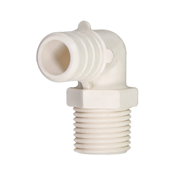 Everflow 1/2'' PEX Barb x 3/8'' MIP 90 Degree Elbow Pipe Fitting; Plastic Poly Alloy PPML1238 - main