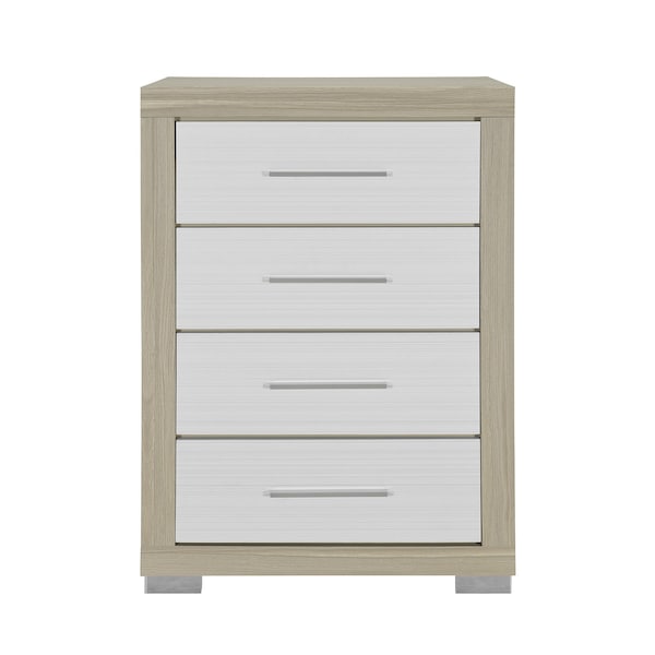 Homeroots 31" Natural And White Wood Four Drawer Dresser 643687 - main