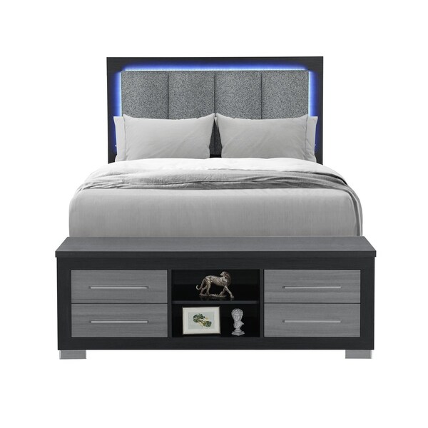 Global Furniture Usa Contemporary Emma Black/Grey Full Bed With Led And Usb EMMA-BLACK/GREY-FB W/ LED & USB - main
