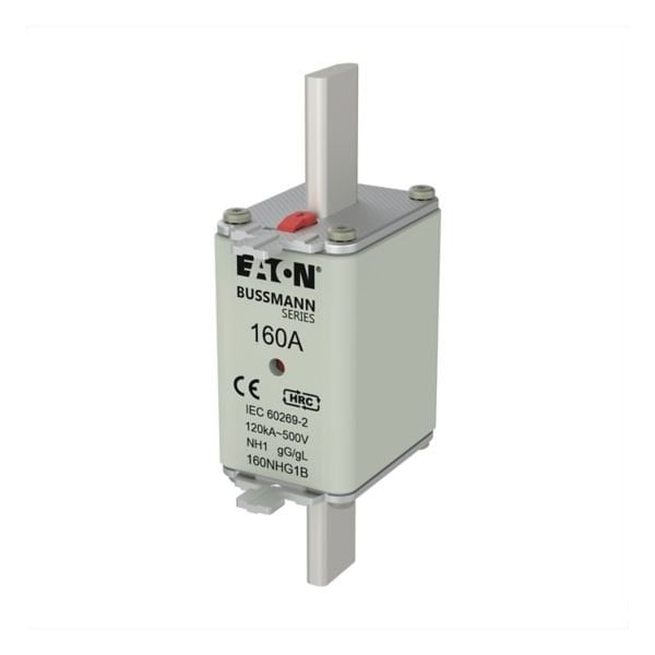 Eaton Bussmann Fuse-link, low voltage, 160 A, AC 500 V, NH1, gL/gG, IEC, dual indicator, 3PK 160NHG1B - main