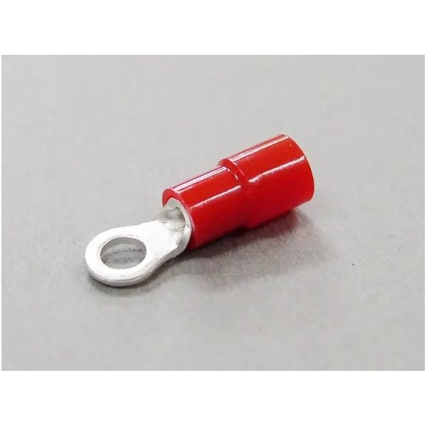 Nichifu Eco-Friendly Polycarbonate Insulated Ring Terminals, Stud #4, AWG 22-16 TMEX 1.25-3S-RED - main