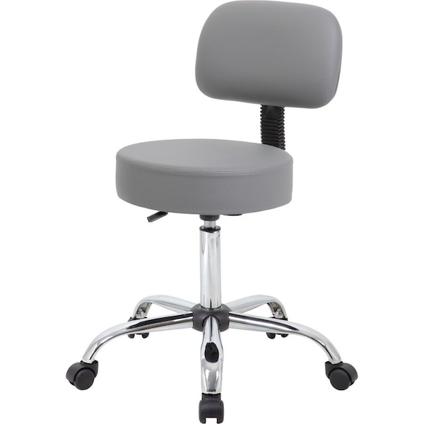 Boss Grey Caressoft Medical Stool W/ Back Cushion B245-GY - main