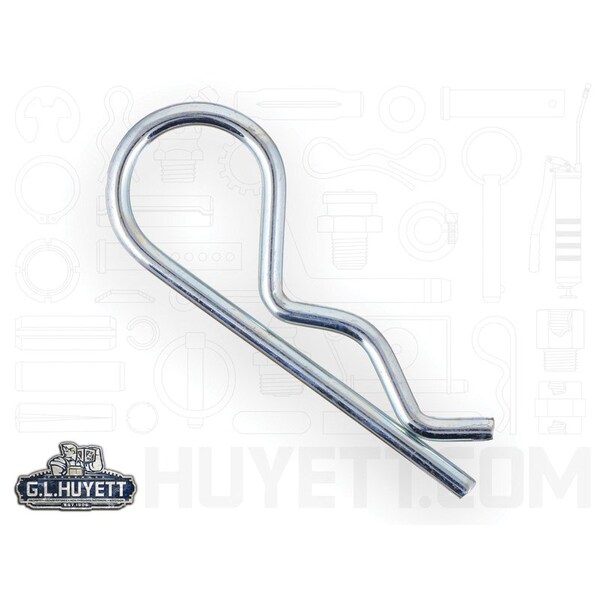 Huyett Bridge Pin, Zn Plt Spg Stl, .177 Wire Dia x 3.5 L x .900 In Eye Dia x Fits .75 to 1-1/16 Shft BP-229 - main