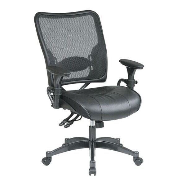 Office Star Managerial Chair Managers Chair, 18-1/4" to 22-1/2" Height, Leather, Black 6876 - main