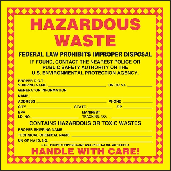 Accuform HAZARDOUS WASTE LABEL HAZARDOUS WASTE MHZW25PSL - main