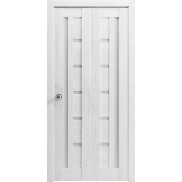 Sartodoors Sliding Closet Bi-fold Doors White Solid Core Modern Interior QUADRO4088BF-NOR-48 x 80 (2* 24x80) - main