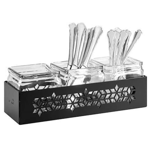 Rossetto Rosseto Mosaic 3 Glass Jars Holder, Black Matte SM314 - main