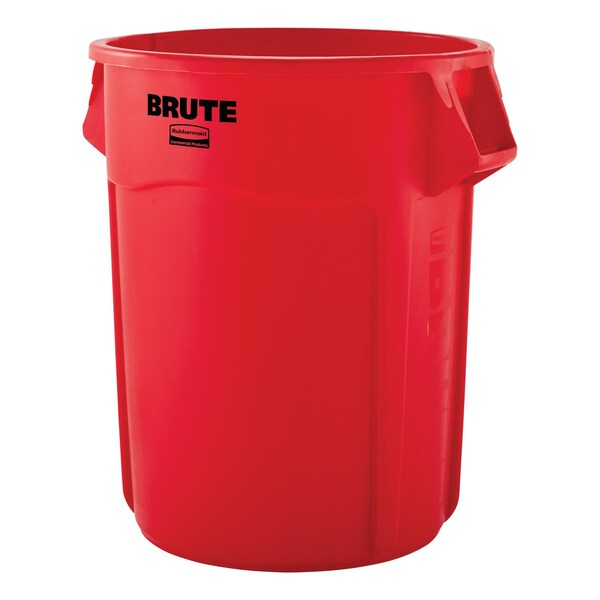 Rubbermaid Commercial BRUTE Trash Can, Round, 55 gal Capacity, 26 1/2 in W, 33 in H, Red FG265500RED - main