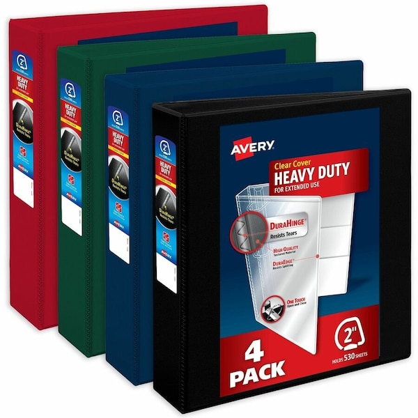 Avery Binder, Assorted Dark Colors, PK4 79638 - main