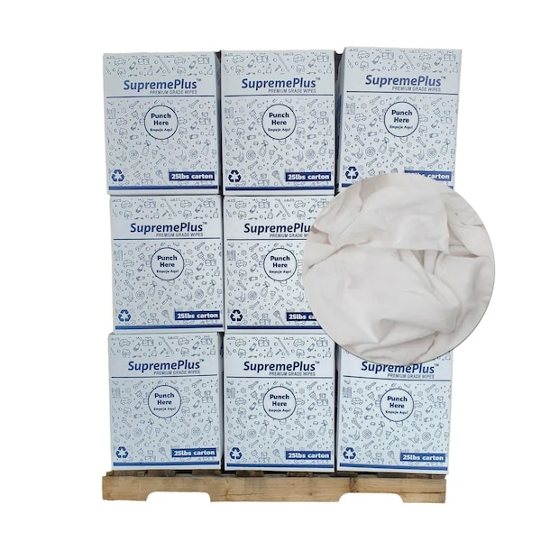 Supremeplus New White Flannel / Thermal Cleaning Rags, 675 lbs. Pallet, 27x 25 lbs. Boxes, 27PK SP-2336 - main