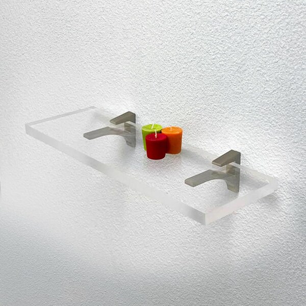 Fab Glass And Mirror Acrylic Shelf 6 x 18inces Brushed Nickel Bracket 3/4in Thickness Acrylic Pack of 1 AS19SC-6x18BN1P - main