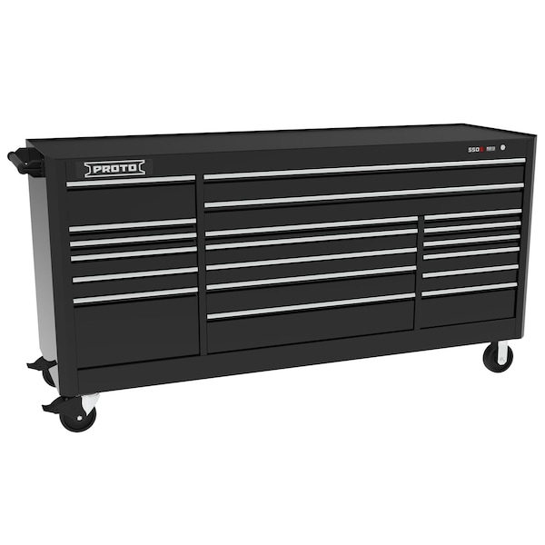 Proto 550 Series Rolling Tool Cabinet, 19 Drawer, Black, 88 in W x 27 in D x 46 in H J558846B-19BK - main