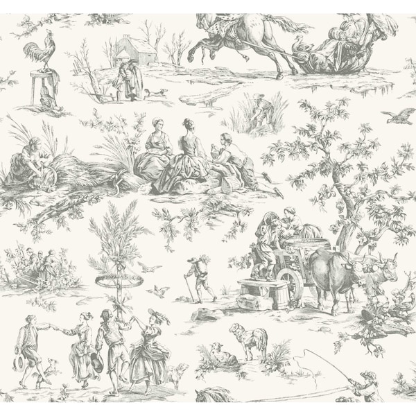 York Wallcoverings Seasons Toile Grey Wallpaper GR5922 - main