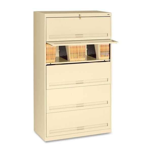 Tennsco 36" W 5 Drawer Lateral File Cabinet, Champagne/Putty, Letter/Legal FS351LPY - main