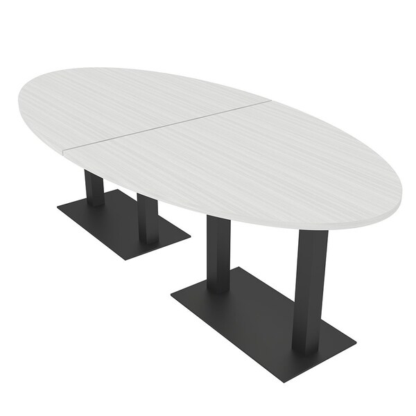 Skutchi Designs Oval Conference Table With Power Unit, 48 in W, 96 in L, White HAR-OVL-48X96-DOU.BK-WA7976-NA - main