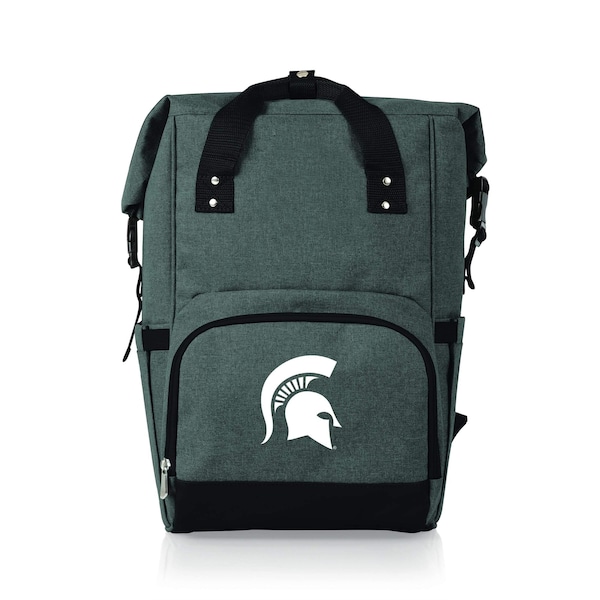 Picnic Time Family Of Brands NCAA Michigan State Spartans On The Go Roll-Top Backpack CoolerHeathered Gray 616-00-105-356-0 - main