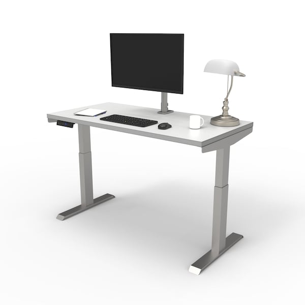 We'Re It Lift It Electric Sit Stand Desk, 46.25 H, 24 W X Laminate wood, metal, Brushed Silver VL22BS4824-459 - main