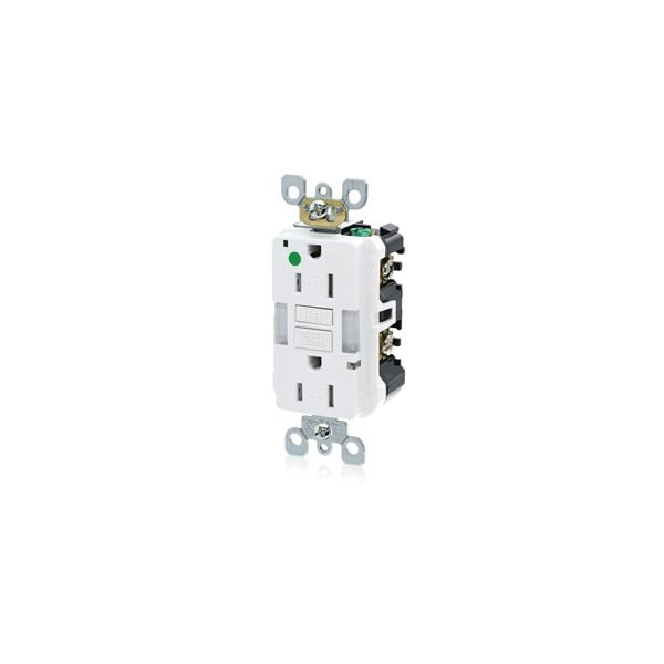 Leviton Self-Test GFCI Receptacle, Hospital Grade, 15 Amp, 125 Volt, 5-15R NEMA GFNL1-HGW - main