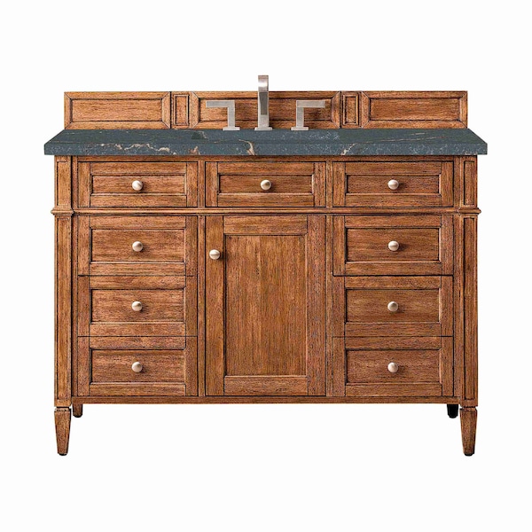 James Martin Vanities Brittany 48'' S Vanity, Saddle Brown w/ Parisien Bleu Silestone Top w/FreePower Wireless Charger 650-V48-SBR-FPBL - main