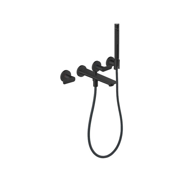 Axor 3-Hole Wall-Mounted Tub Filler w/ 1.75 GPM Handshower and Holder- CubiCut in Matte Black 49481671 - main