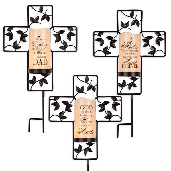 Gerson Cross with Resin Candle Yard Stake LIT108 - main