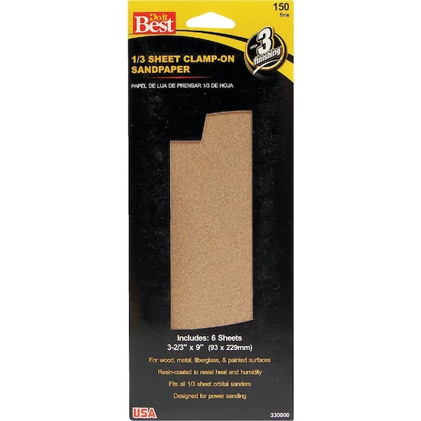 Do It Best Aluminum Oxide 150C Grit 1/3 Sheet Power Sanding Sheet, 6PK 330000GA - main