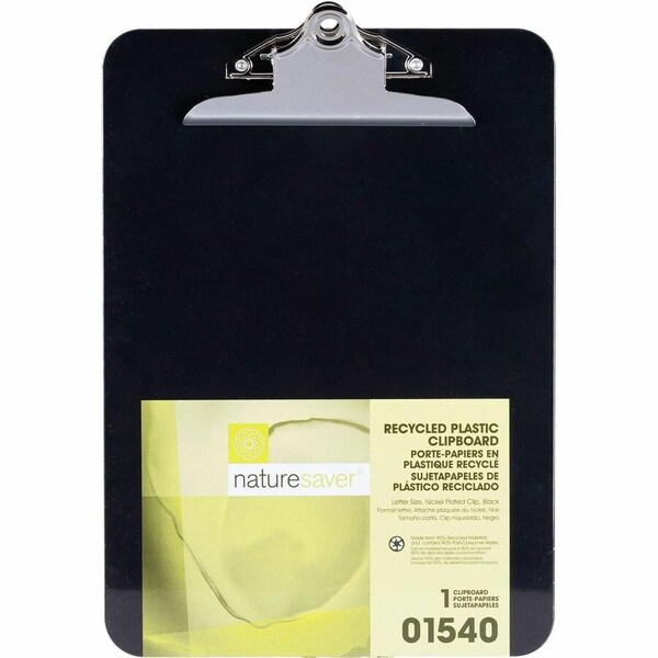 Nature Saver Recycled Plastic Clipboard, 9" x 12-1/2", Black 1540 - main