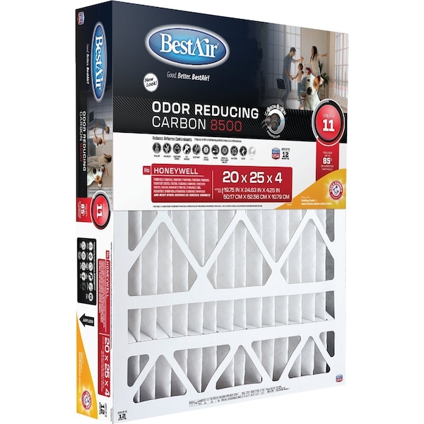 Bestair 20'' x 25'' x 4 In Honeywell MERV 11 Odor Eliminating Deep Pleat Furnace Filter PFHW2025-11CR - main