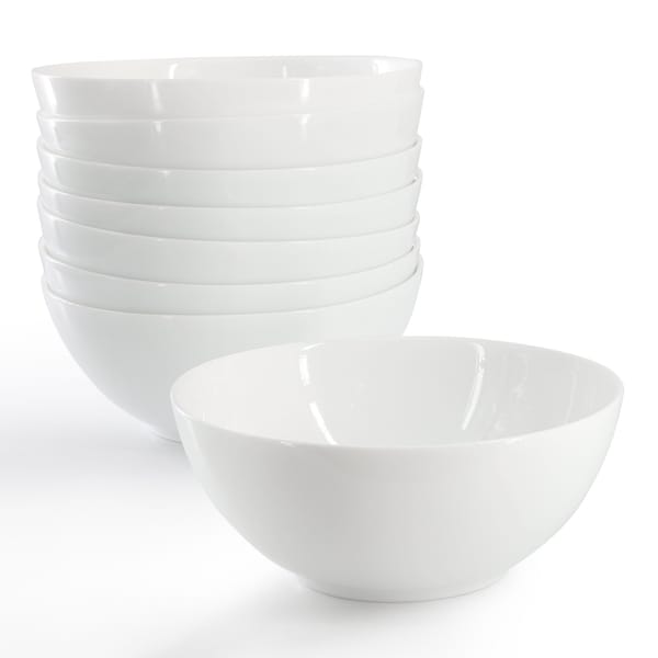Ultra By Gibson Olstead 8 Piece 6.8 Inch Round Break-Resistant Tempered Opal Glass Bowl Set in White 138952.08 - main