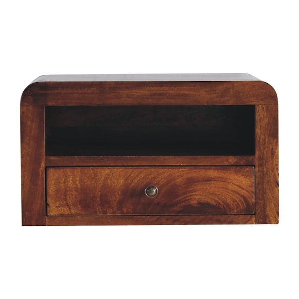 Homeroots 18" Chestnut Solid Wood One Drawer Floating Nightstand 653829 - main