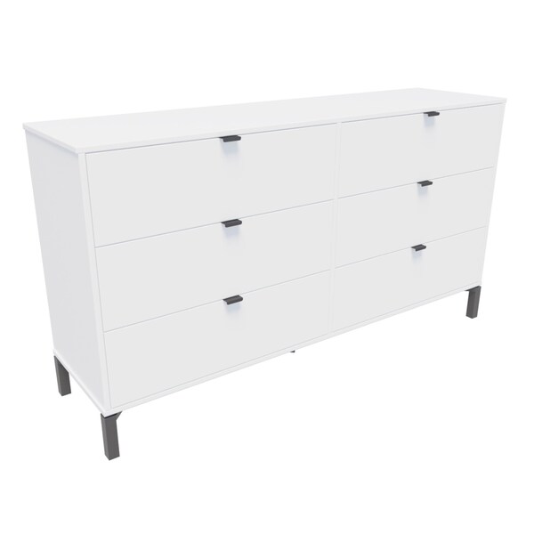 Homeroots 59" White and Black Six Drawer Double Dresser 490829 - main