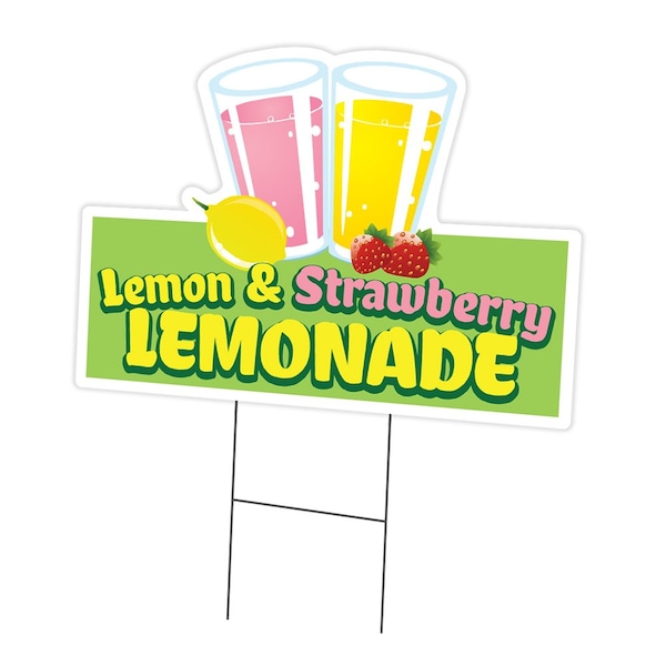 Signmission Lemon & Strawberry Lemonade Die Cut Yard & Stake plastic, 1824-Lemon & Strawberry Lemonade C-DC-1824-DS-Lemon And Strawberry Lemonade19 - main