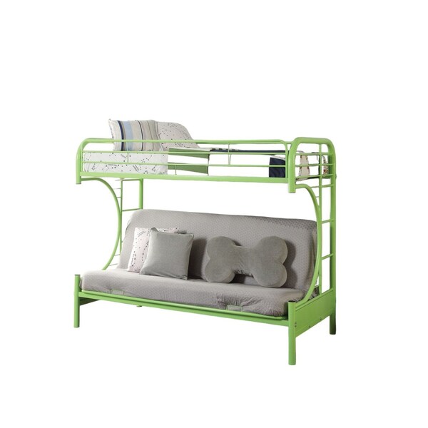 Homeroots 78" X 41" X 65" Twin Over Full Green Metal Tube Futon Bunk Bed 286585 - main