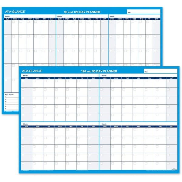 At-A-Glance Undated Horizontal Erasable Wall Planner, 36 x 24, White/Blue Sheets, Undated, 90/120-Day PM239-28 - main