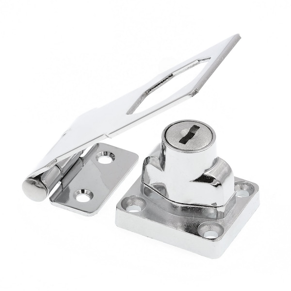 Prime-Line Door and Gate Safety Hasp Hinge Latch with Keyed Twist Knob Lock 3 inch with Screws Chrome U 117164 - main