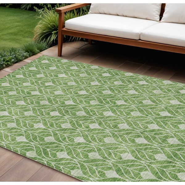 Homeroots 9' X 12' Green And Light Green Geometric Washable Indoor Outdoor Area Rug 596025 - main