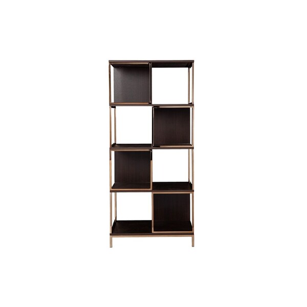 Homeroots 72" Brown Manufactured Wood Geometric Four Tier Etagere Bookcase 490163 - main