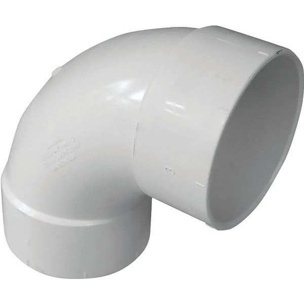 Genova IPEX Sewer Long Turn Sweep Pipe Elbow, 3 in, Hub, 90 deg Angle, PVC, White 414163BC - main